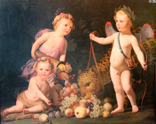An Allegory of Peace and Plenty painting (1629) by Gerrit van Honthorst. Het Loo, Netherlands.