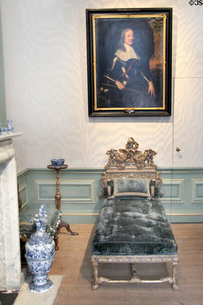 Small chamber with day bed & Dutch portrait. Het Loo, Netherlands.