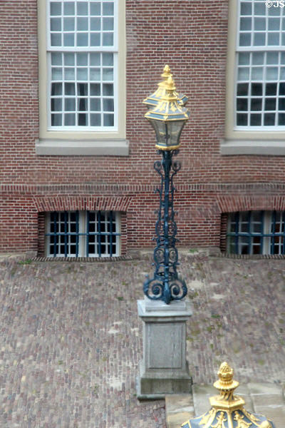 Ornate wrought iron light standard outside Het Loo Palace. Het Loo, Netherlands.
