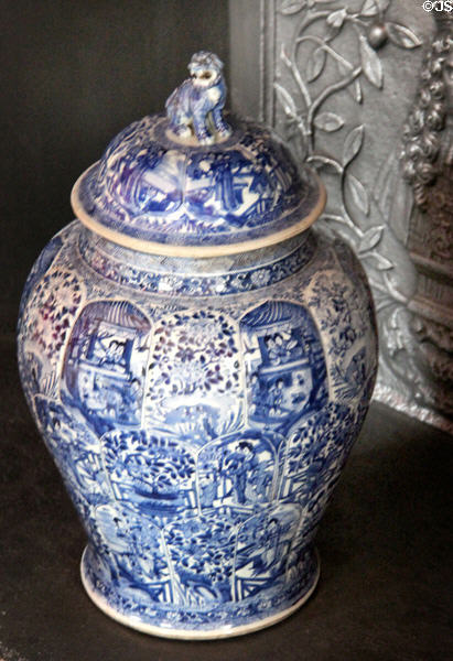 Delftware covered urn in Princess Mary's Antechamber. Het Loo, Netherlands.