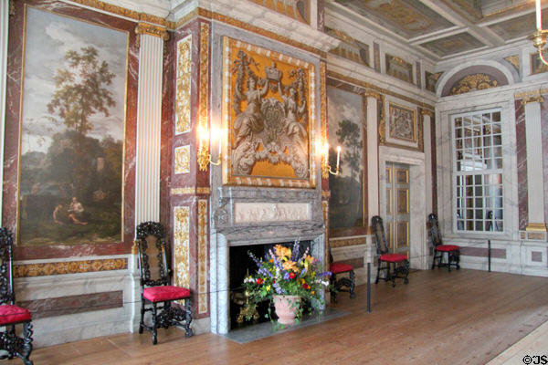 Great Hall, largest room in palace, re-designed by Daniel Marot after the coronation of Willem & Mary as rulers of England. Het Loo, Netherlands.