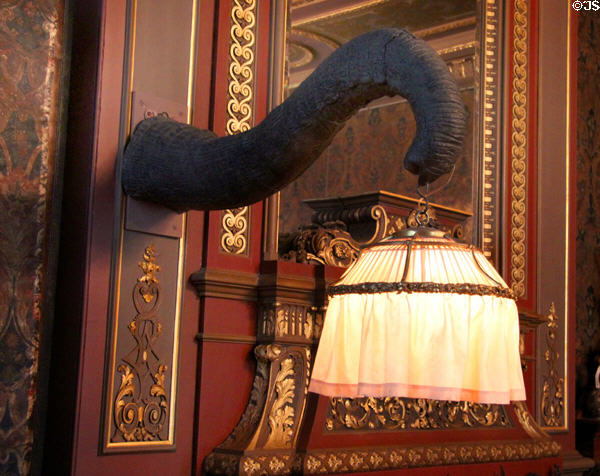 Elephant trunk hanger for light fixture in Drawing Room of Prince Hendrik. Het Loo, Netherlands.