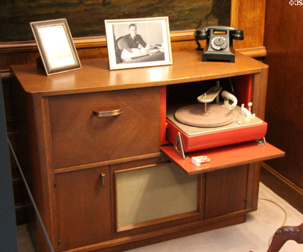 Example of mid-20thC furnishings, including turntable, preferred by Prince Bernard. Het Loo, Netherlands.