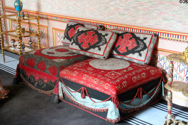 Arabic style cushions in Queen Sophie's boudoir. Het Loo, Netherlands.