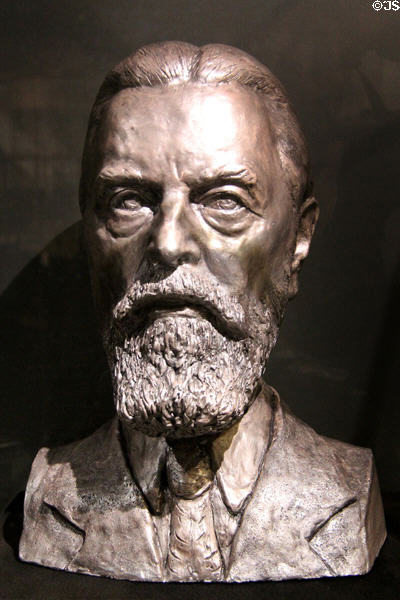 Tin bust of Dr. W.G.L. Wieringa (born 1889) who in 1931 created the original 16 dioramas with historical scenes populated with miniature figures at National Tin Figures Museum. Ommen, Netherlands.