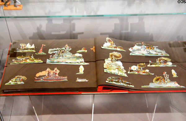 Paper cutouts in album at National Tin Figure Museum. Ommen, Netherlands.