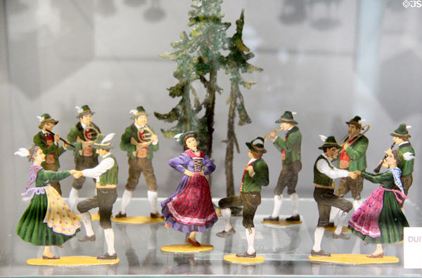 Tin folk dancing figures at National Tin Figure Museum. Ommen, Netherlands.