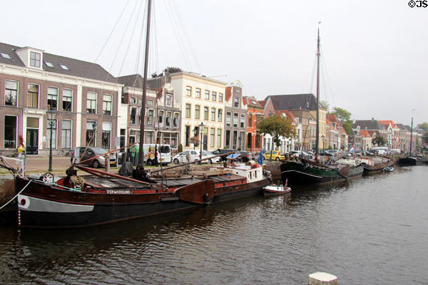 Streetscape along canal. Zwolle, Netherlands.