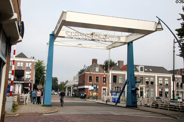 Lift bridge over canal. Zwolle, Netherlands.