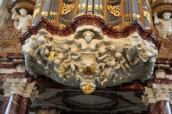 Baroque figures on Schnitzer organ at St. Michael's Church. Zwolle, Netherlands.