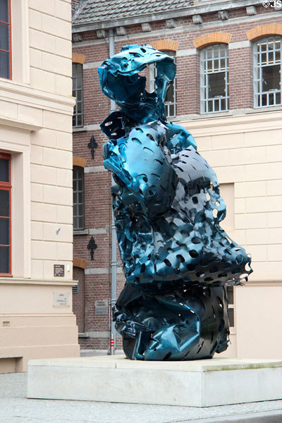 Modern sculpture selected as one of the rotating temporary exhibits in front of the Museum De Fundatie. Zwolle, Netherlands.