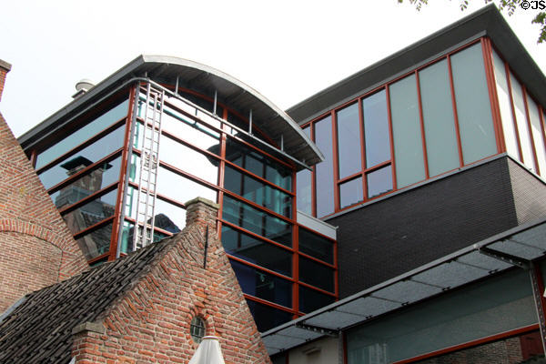 The exterior modern architecture of ANNO Stadsmuseum Zwolle. Zwolle, Netherlands.