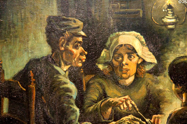 Detail of the potato eaters painting (1885) by Vincent van Gogh at Van Gogh Museum. Amsterdam, NL.