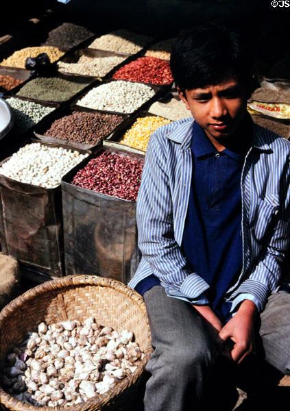 Bean seller in Katmandu. Nepal.