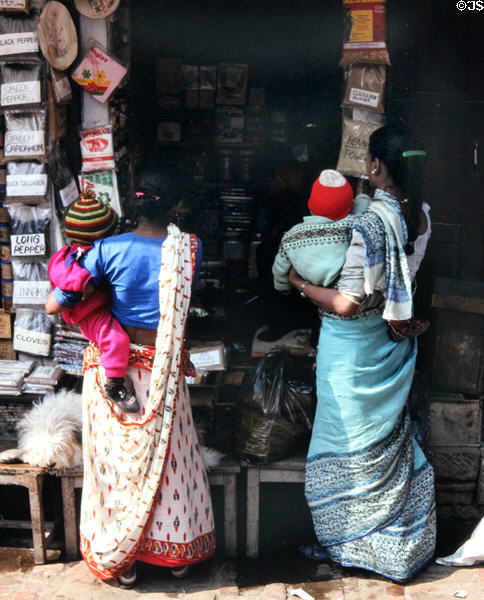 Women with their babies in Katmandu. Nepal.