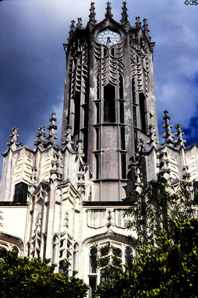 Clock tower of Old Arts building at Auckland University. Auckland, New Zealand.