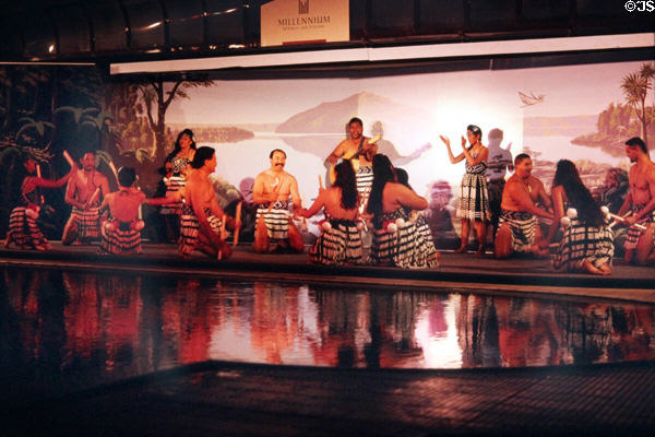 Traditional dances at the Hangi at the Millennium Hotel in Rotorua. New Zealand.