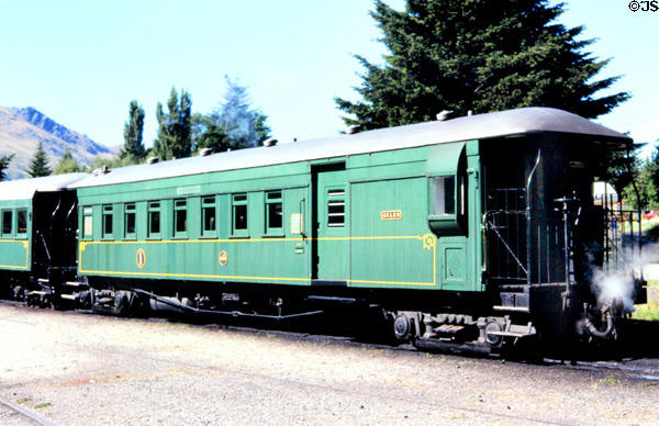 Passenger car of excursion steam train in Kingston. New Zealand.