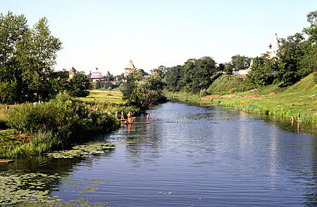 Swimmers in Suzdal. Russia.