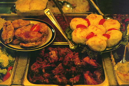 Local cuisine in Port of Spain. Trinidad and Tobago.