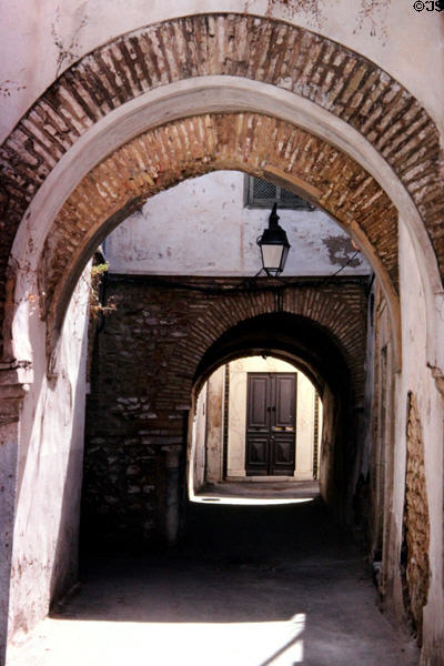 Arches in back street of Medina. Tunis, Tunisia.