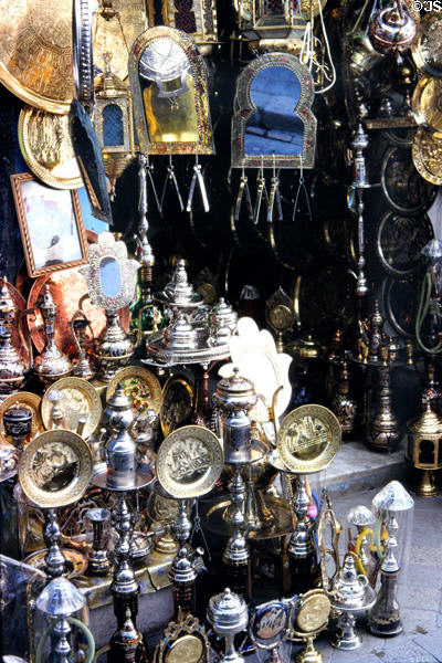 Metalwork shops in Medina. Tunis, Tunisia.