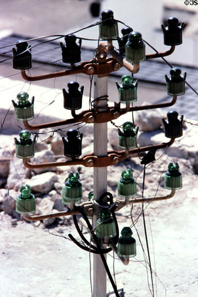 Glass electrical insulators in Medina. Tunis, Tunisia.
