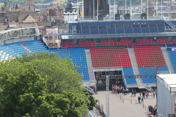 Stands used for Edinburgh festival at Edinburgh Castle. Edinburgh, Scotland.