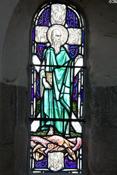 St Andrew stained glass window at St Margaret's Chapel. Edinburgh, Scotland.