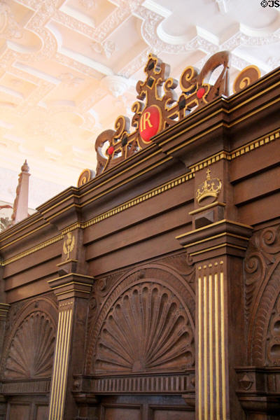 Wooden screen room divider in Laich Hall at royal apartments at Edinburgh Castle. Edinburgh, Scotland.