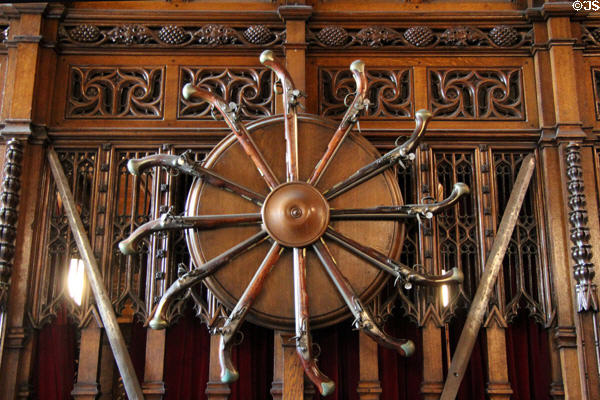 Array of pistols in Great Hall at Edinburgh Castle. Edinburgh, Scotland.