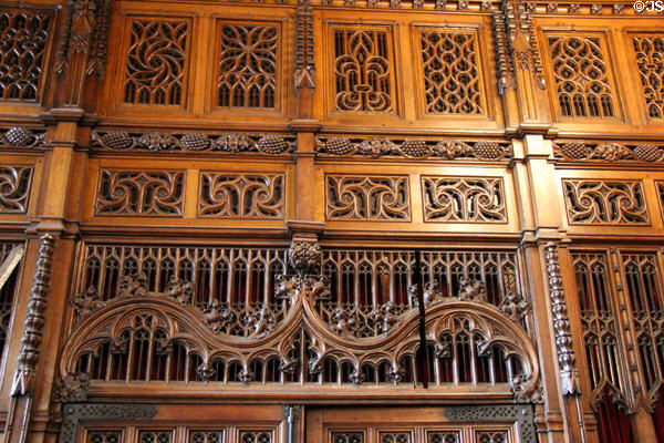 Gothic wood panels in Great Hall at Edinburgh Castle. Edinburgh, Scotland.