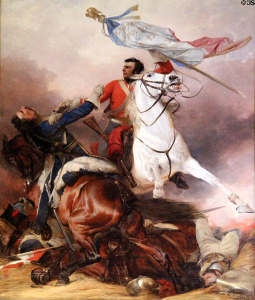 Cavalry painting in Great Hall at Edinburgh Castle. Edinburgh, Scotland.