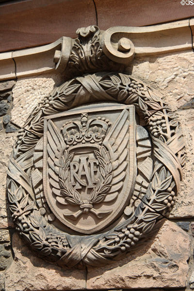 Carved RAF wreath at Scottish National War Memorial. Edinburgh, Scotland.