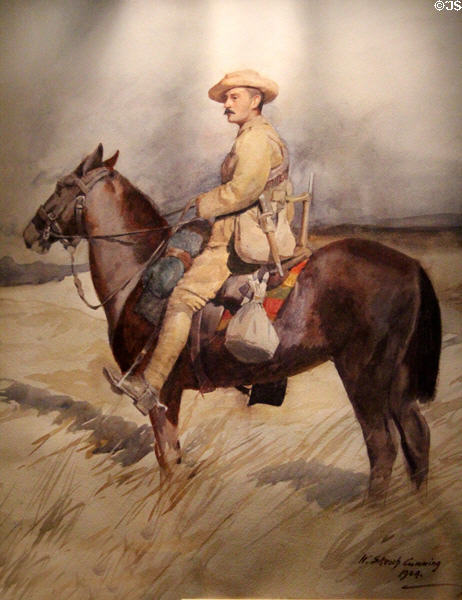 Trooper JRP Haig of Fife & Forfar Imperial Yeomanry during Boer War watercolor (1904) by William Skeoch Cumming at National War Museum of Scotland. Edinburgh, Scotland.