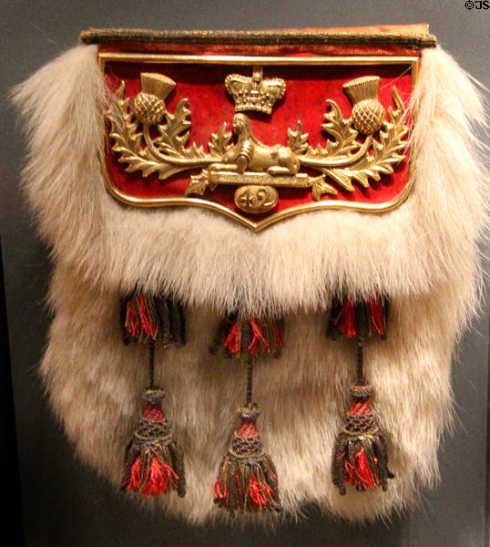 Sporran with 42nd Highland Regiment thistle & sphinx design (c1805) at National War Museum of Scotland. Edinburgh, Scotland.