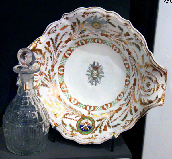 Spirit decanter (c1810) & serving dish (1833-83) used by Highland Regiments at National War Museum of Scotland. Edinburgh, Scotland.