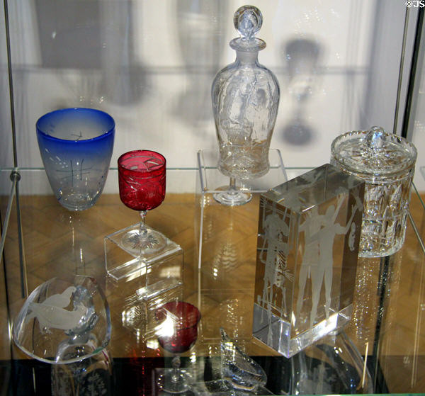 Scottish glassware at Edinburgh City Art Centre. Edinburgh, Scotland.