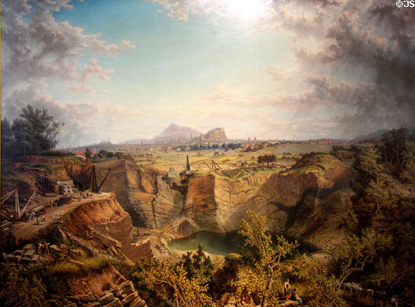 Edinburgh from Craigleith Quarry painting (c1840-60) by John Bell at Edinburgh City Art Centre. Edinburgh, Scotland.