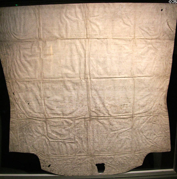 Copy of National Covenant signed (March, 1638) by 4150 religious protestors against practices imposed in 1637 at Museum of Edinburgh. Edinburgh, Scotland.
