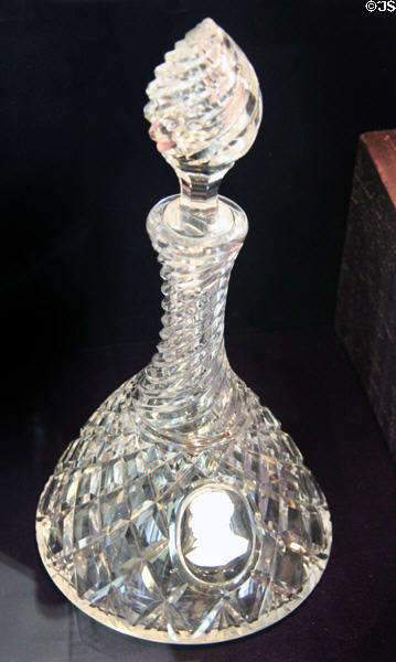 Glass decanter with cameo insets of Shakespeare & Byron at Museum of Edinburgh. Edinburgh, Scotland.