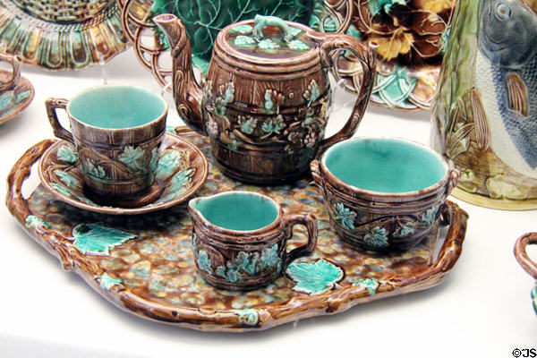 Earthenware cabaret set (late 19thC) by Charles Belfield & Co. of Prestonpans, Scotland at Museum of Edinburgh. Edinburgh, Scotland.