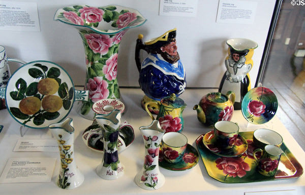 Collection of pottery from Kirkcaldy, Scotland (including Fife Pottery, Methven, & Wemyss Ware brands) (early 20thC) at Museum of Edinburgh. Edinburgh, Scotland.