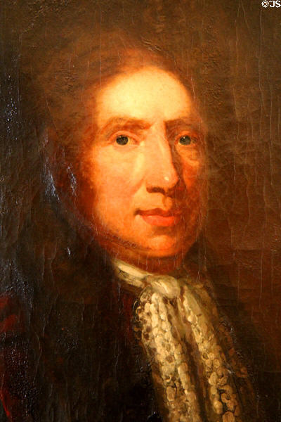 Detail of Portrait of Sir Alexander Seton, Baronet (1635-1719) at Gladstone's Land tenement house. Edinburgh, Scotland.