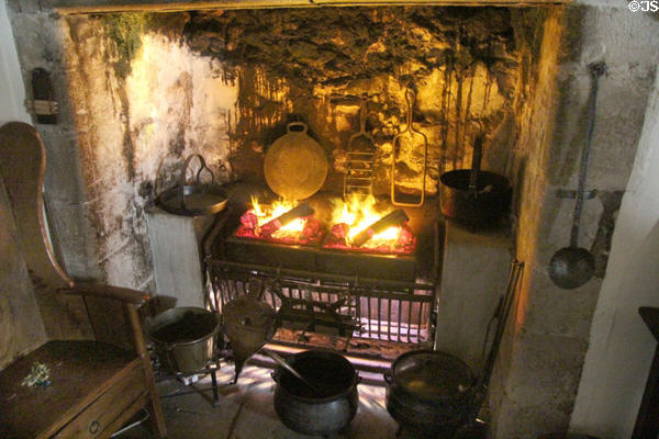 Kitchen fireplace at Gladstone's Land tenement house. Edinburgh, Scotland.