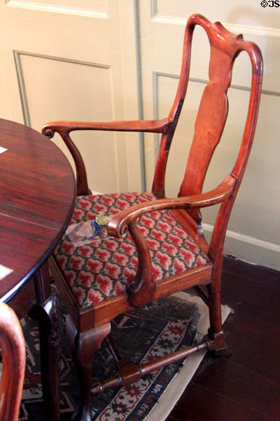 Armchair in Georgian room (18thC) at Gladstone's Land tenement house. Edinburgh, Scotland.