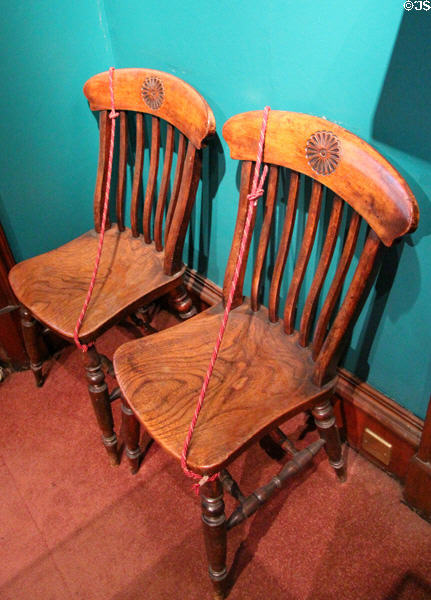 Elm sidechairs from Robert Burns' house in Dumfries at Writers' Museum. Edinburgh, Scotland.