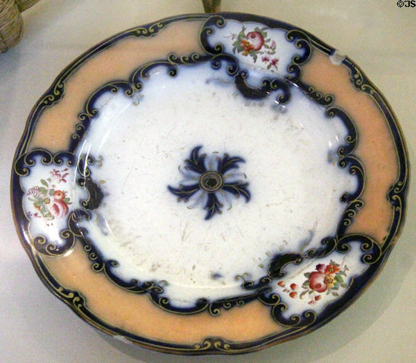 Dinner plate from Robert Louis Stevenson's Samoan house Villa Vailima at Writers' Museum. Edinburgh, Scotland.