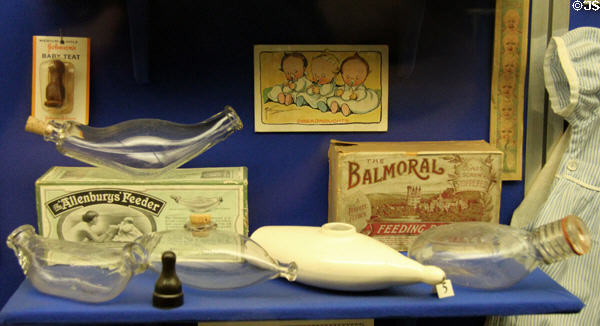 Baby feeding bottles (1800s) at Museum of Childhood. Edinburgh, Scotland.