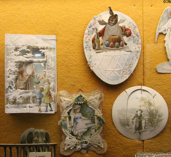 Collection of antique greeting cards at Museum of Childhood. Edinburgh, Scotland.